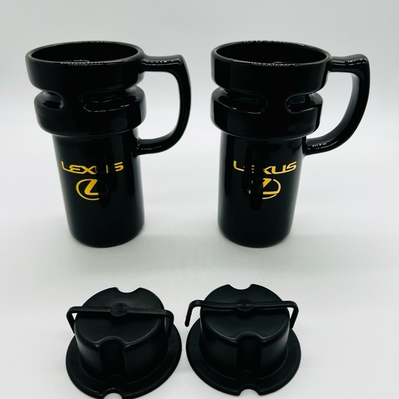 Set Of 2 Black Travel Mugs With Lexus Logo - Picture 7 of 14